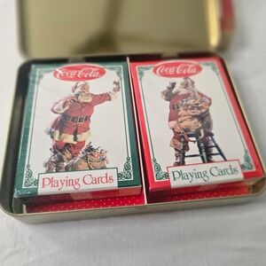 SEALED Vintage 1994 Coca-Cola Santa Playing‎ Cards 2 Decks in Collectible Tin